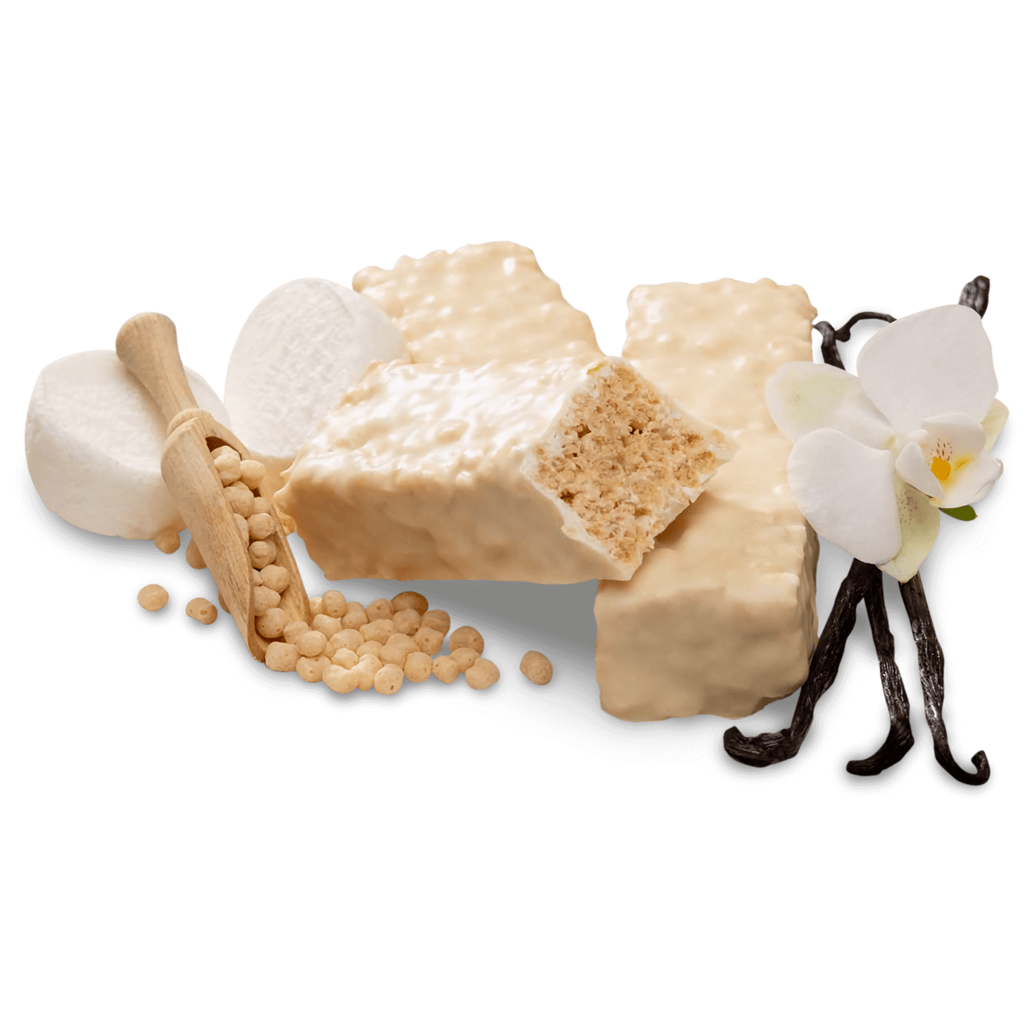 Protein bars with vanilla flavor, showcasing a chewy texture and sprinkled ingredients, ideal for a healthy snack.